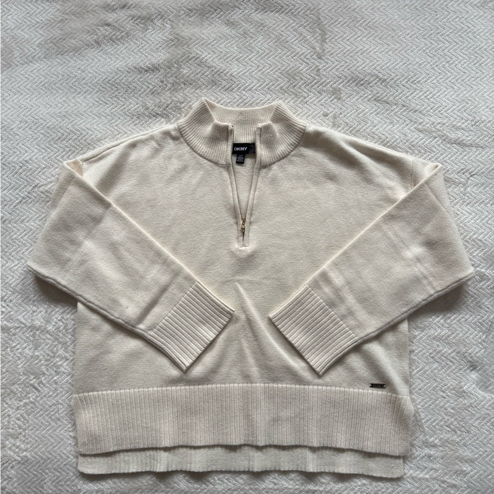DKNY Off-White Quarter-Zip Pullover